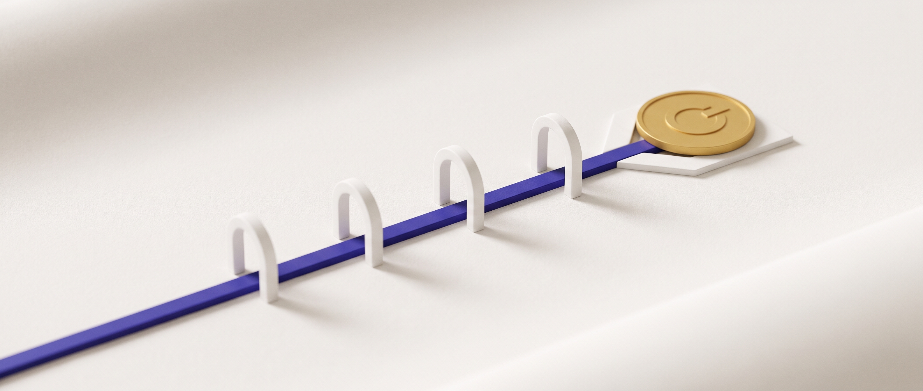 The gold power button travelling the rail from call to cash, the binabio switch motif